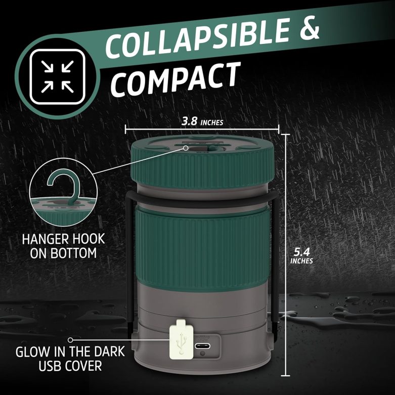 Energizer S-500 Hybrid Power Camping Lantern, Solar, Rechargeable, or AA Battery Powered, IPX4 Water Resistant Bright LED Lantern - Image 6