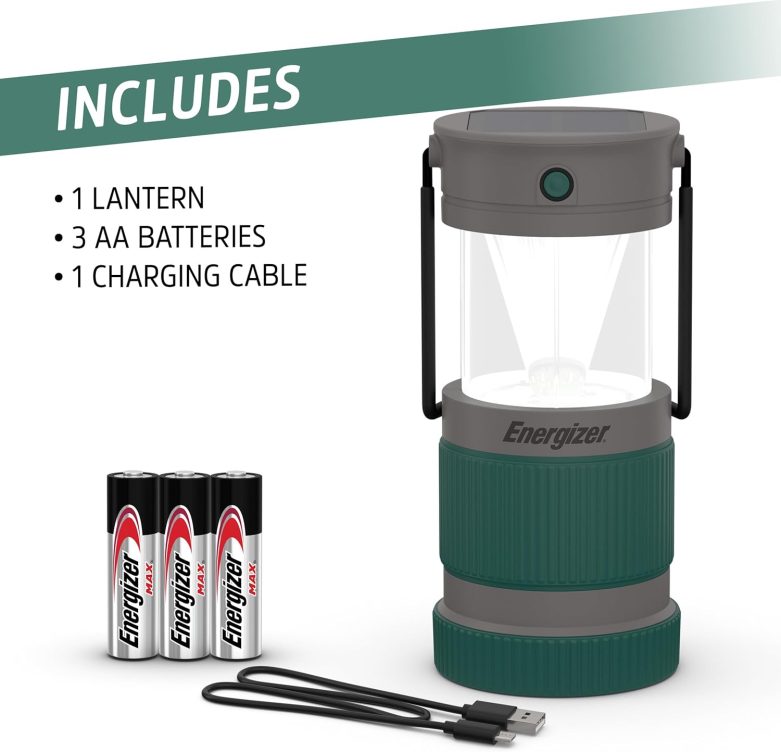 Energizer S-500 Hybrid Power Camping Lantern, Solar, Rechargeable, or AA Battery Powered, IPX4 Water Resistant Bright LED Lantern - Image 8
