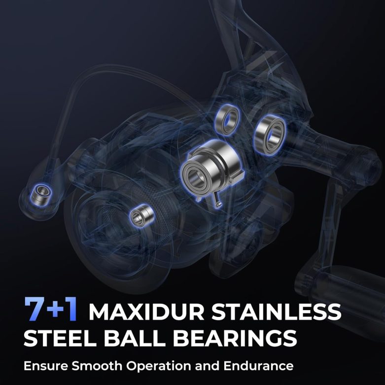 KastKing Megatron Spinning Reel, Freshwater and Saltwater Spinning Fishing Reel, Rigid Aluminum Frame 7+1 Double-Shielded Stainless-Steel BB, Over 30 lbs. Carbon Drag, CNC Aluminum Spool & Handle - Image 6